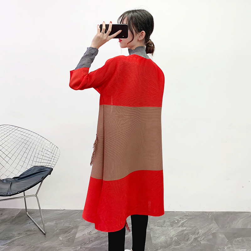 Women Pleated Tassel Coat Autumn And Winter 2019 New Loose Large Cardigan Crimped Trench Coat