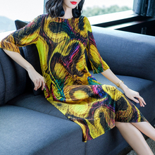 French Women Pleated Print Spring Tidal Fashion New Loose Big Size Dress