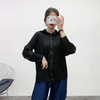 Women Pleated Hooded Jacket Autumn 2019 Zip Windbreaker Loose Large Pleated Coat