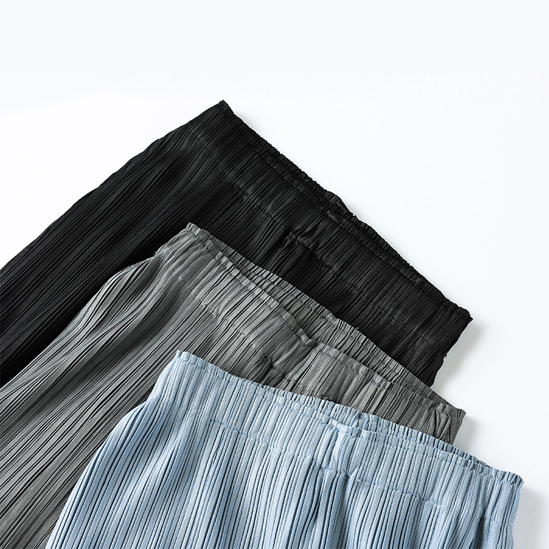 Women Pleated Broad-legged Trousers High Waist Loose Leisure Pleats Trousers