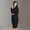 Spring Women Pleated Solid Color Buttons Loose Big Size Popular Dresses