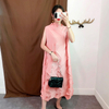 Pleated Straight Tube Dress Loose Large Diamond Pleated Dress For Women