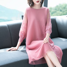 Spring Women Pleated Fashion New Tidal Dress Big Size Belly Cover Dress
