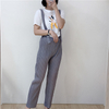 Women New Pleated Straight One-piece Pants With Button Pockets And Suspenders