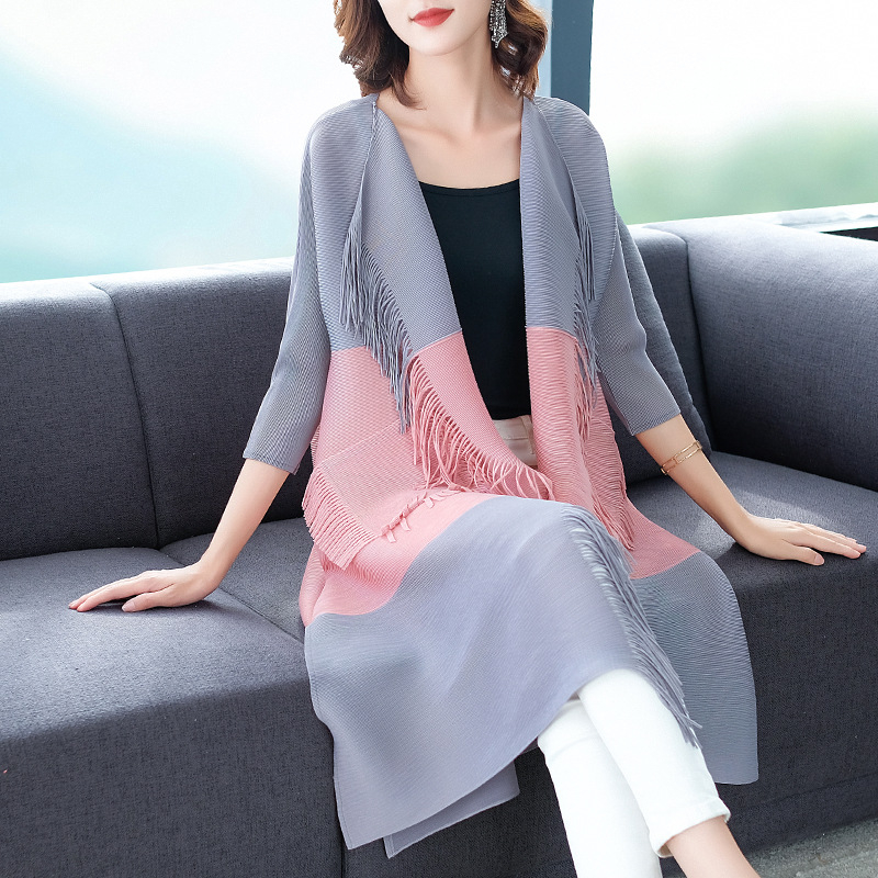Autumn Women Pleated Fashion New Jacket Tassels Big Size Coats