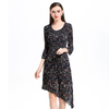 New O Neck Flower Dress Original High-end Fashion Big Size Women's Chiffon Dress