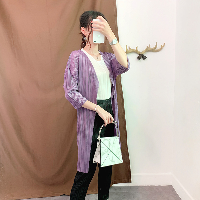Autumn Women Pleated Jacket Loose Solid Color Fashion Coat