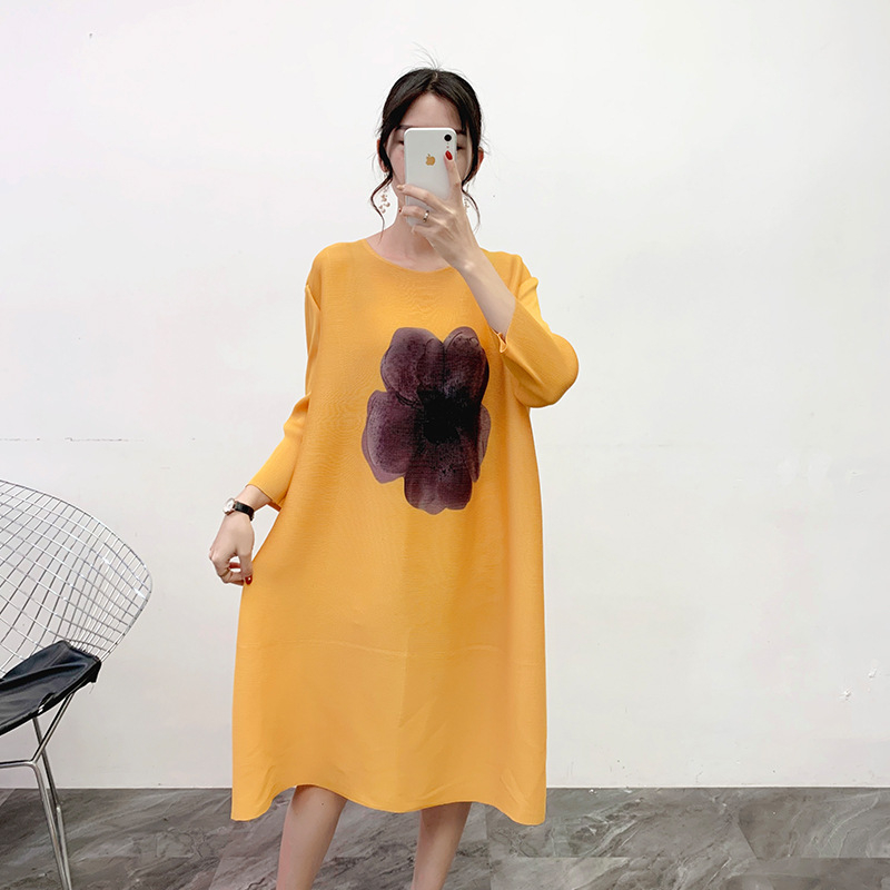 Pleated Dress Autumn And Winter 2019 New Large Plus Fat Plus Large Pleated Dress