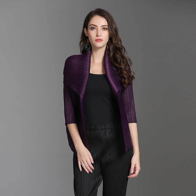 Autumn Women Pleated Fashion New Solid Color Lady Tidal Tops Coat Jacket