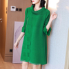 High End Foreign Style Pleated Beaded Dress Spring Dress 2021 New Women's Loose Plus Size Dress