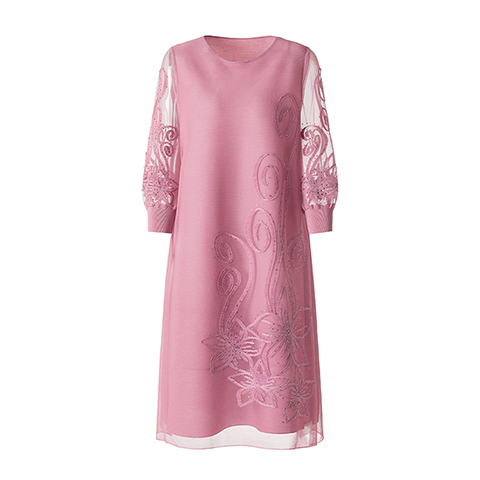 Pleated Embroidery Plus Size Spring 2021 New Women Loose Pleated Dress