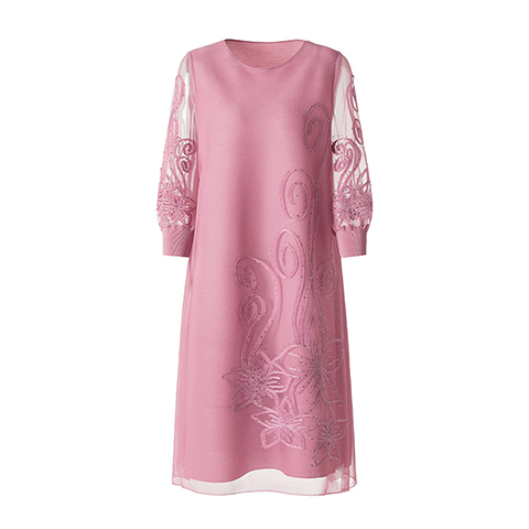 Pleated Embroidery Plus Size Spring 2021 New Women Loose Pleated Dress