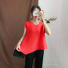 Summer Women Pleated Tops Casual Tidal Loose Big Size Shirts