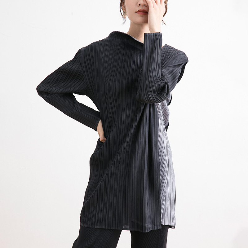 Design Sense Top Women's Spring Autumn New Pleated Shirts