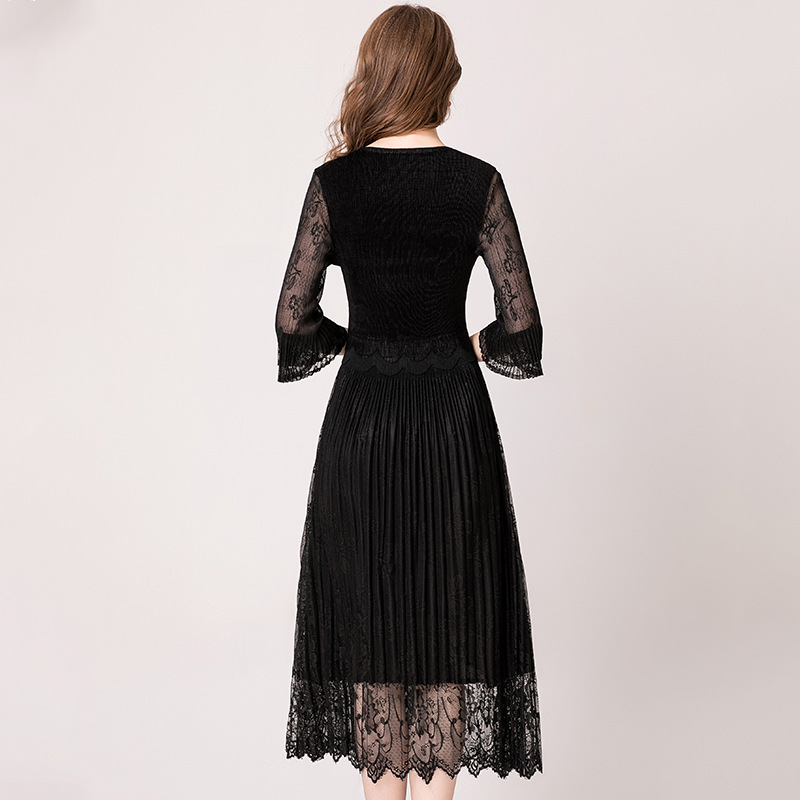 Double Velvet Dress New Pleated Lady Boutique Fashion New Lace Dresses
