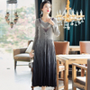 Gold Velvet Slim Size Dress New Fashion Fashion And Gradual Change Pleated Dress In Early Spring 2020