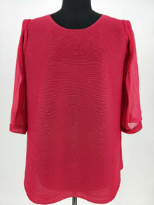 Autumn New Lace Transparent Middle Sleeve Formal Long O-neck Lantern Sleeve Pleat T Shirt