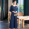 Loose Wide Leg Pants Two Piece Suit 2020 Spring New Women's Foreign Style Pleated T-shirt