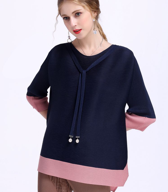 Big Size T-shirt Loose Tops Women Pleats Shirts