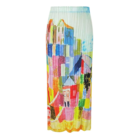 Pleated Print Skirt Autumn 2020 New A-line Skirt Temperament Casual Long Skirt