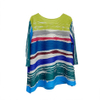 Pleated Printed T-shirt 2021 Summer New Striped Round Neck 3 / 4 Sleeve Top Western Style Loose Base T-shirt