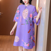 Lady's Modified Cheongsam Dress Spring 2021 New High-end Women's Foreign Style Mother's Age Reducing Plus Size Pleated Dress