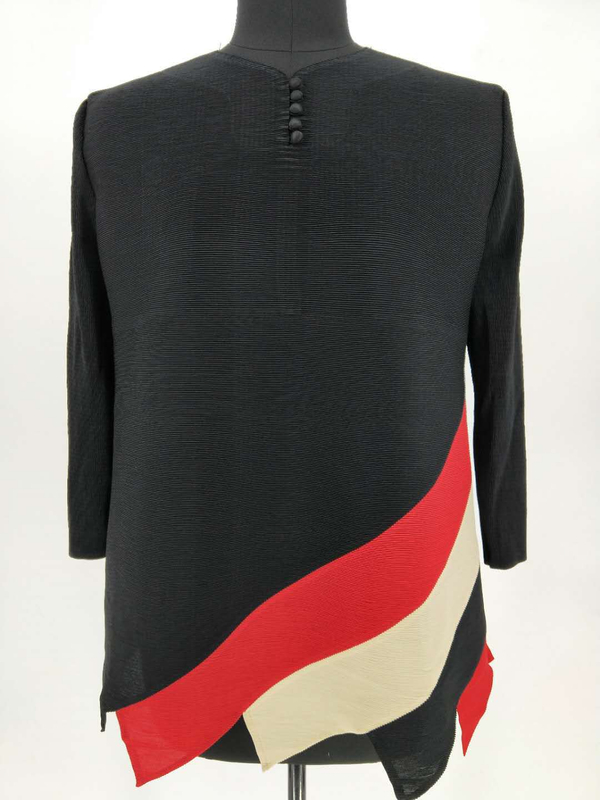 2018 Spring Factory Pleated Casual Tassel Long Striped Turtleneck Design Tops