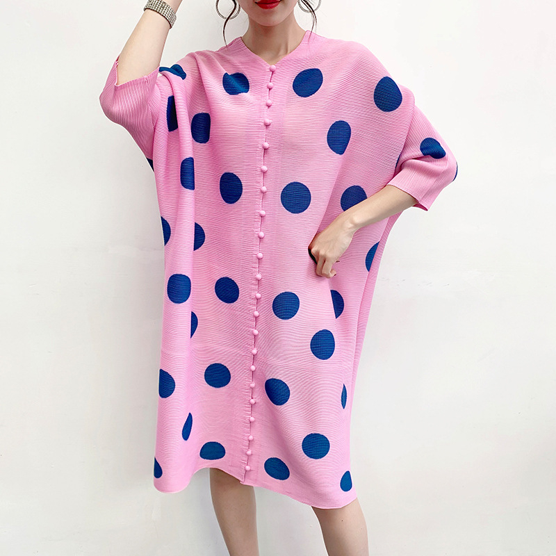 Women Jacket Pleated Polka Dot Coat Summer 2020 New Cardigan Style Plus Size Coat