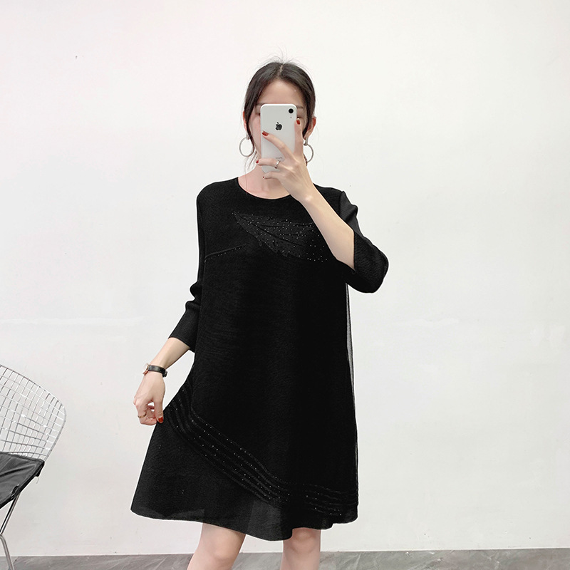 Women Spring 2020 Pleated Loose Big Size Fashion Dress