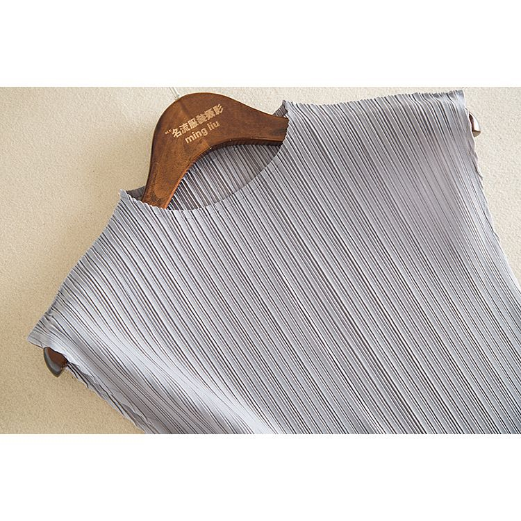 Spring Summer Sleeveless Women Fashion New Solid Color Pleats Casual Slim Free Size Pullover Shirts