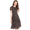 Summer Women Pleated Print Dress Lady Elegant Dresses
