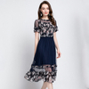 Spring Summer New Simple Elegant Pleated Print Dresses