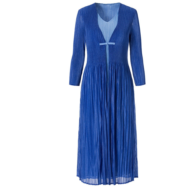 Winter Autumn Womne Pleated Fashion New Tidal Lace Lady Fake Two Pieces Elegant Dress