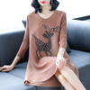 Pleats Large-size Spring Dress Women's Stitching Printing Loose Large-size A-shaped Dress