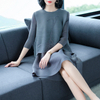 Spring Autumn Women Pleated Fashion New Solid Color Loose One Piece Dress