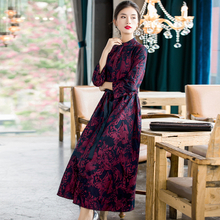 Fashionable Slim New Women's Dress In Spring 2020 Jacquard Retro Long Sleeve A-line Dress