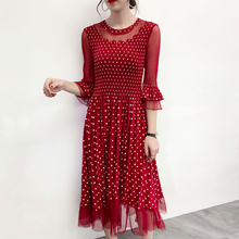 Pleated Polka Dot Dress Spring 2020 New Temperament Red Dress