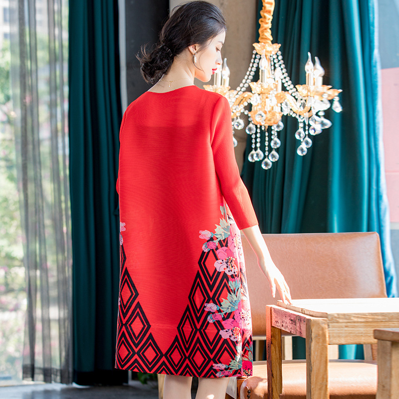 Fashionable Large Size Belly Covering Dress New Women's Dress In Early Spring 2020 Printed Loose A-line Dress