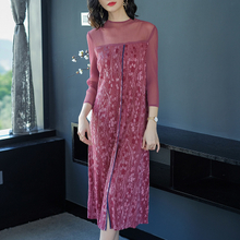 Fashion New Spring Summer Women Elegant Loose Lady Slim Free Size One Piece Pleats Dress