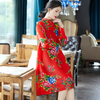 Printed Large Dress New Red Loose Pleated Chinese A-line Dress In Early Spring 2020