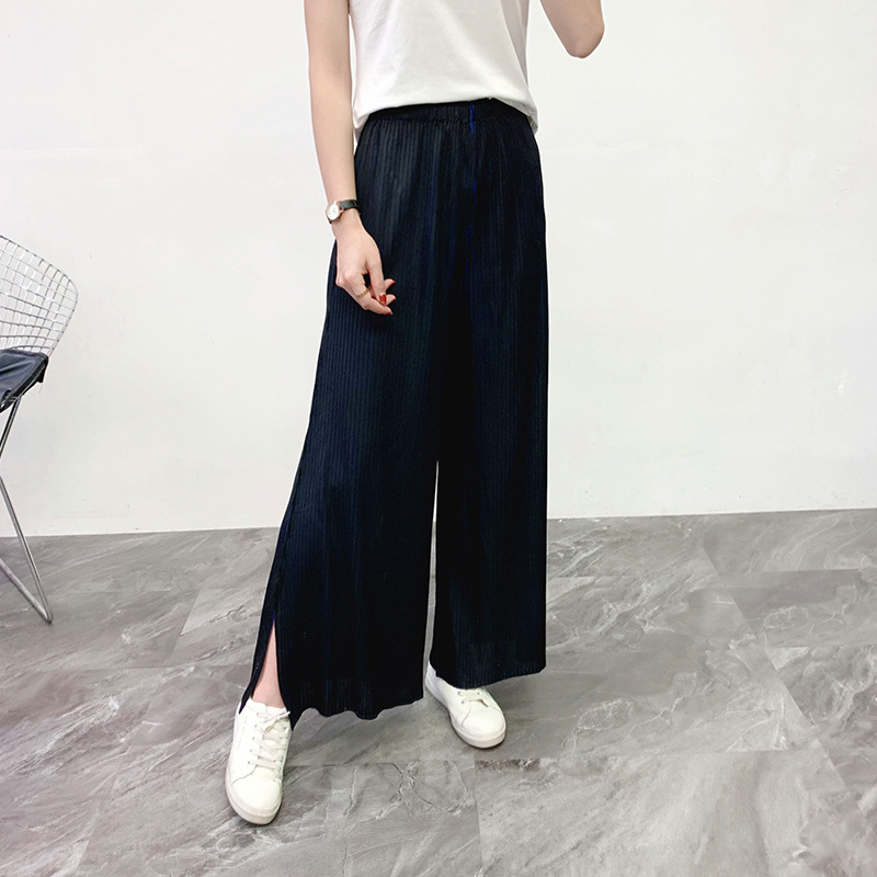 Women Pleated Solid Color Pleated Pants 2020 Spring New Casual Pants Large Wide Leg Pants