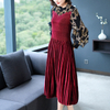 French Large Pleated Velvet Dress Autumn 2019 Fashion Printed Women's Slim Pleated Dress