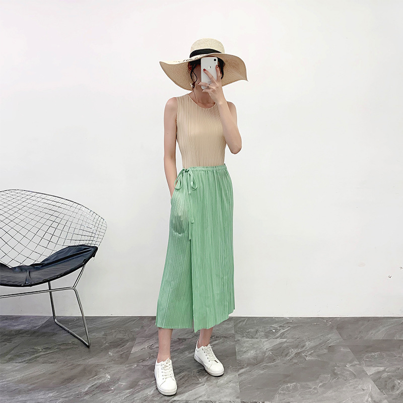 Winter Women Pleated Fashion New Trousers Loose Wide Legging Pants