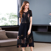 Summer Women Fashion New Printing Round Neck Lady Elegant Short Sleeved Wrinkle Popular Dress