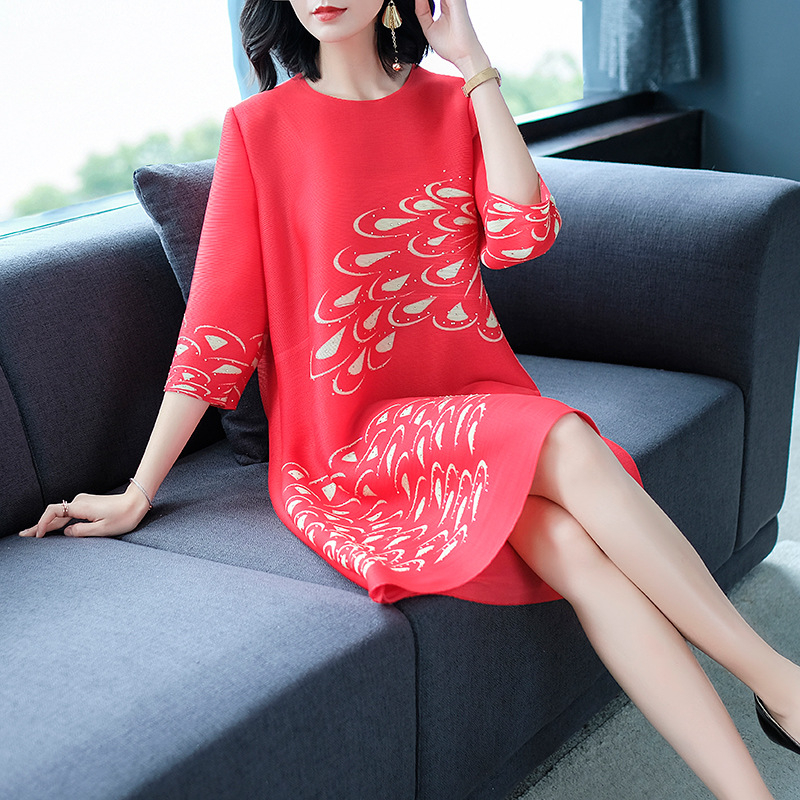 Women Pleated Fashion New Loose Lady Tidal One Piece Long Popular Dress