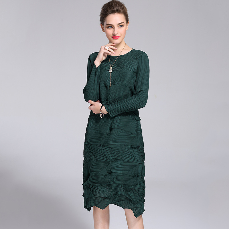 Pleated 2020 Spring Summer Loose Long Sleeve High End Luxury Petal Dress