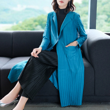 Winter Autumn Women Pleated Long Coat Loose Big Size Jacket
