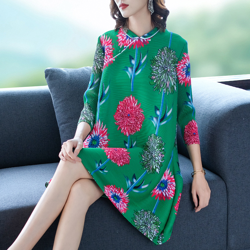Autumn Women Dress New Arrival Fashion Print Pleated Dress