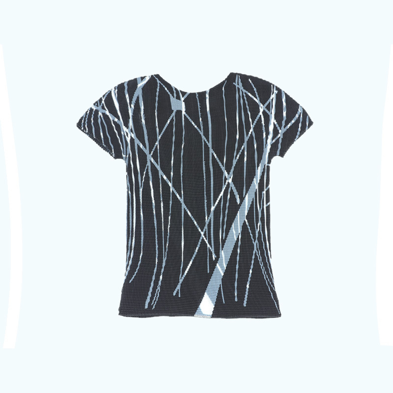 Women Printed T-shirt Women's New Summer Pleated Bottomed Short Sleeve Tops