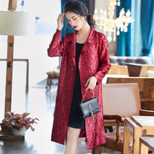 Autumn Winter Pleated Coat Large Women's Wear Double Row Button Long Sleeve Jacket
